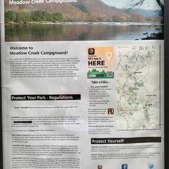 Meadow Creek Campground - The introduction board for when you arrive. - Campgrounds Near Me - Meadow Bridge, West Virginia Meadow Creek Campground - The introduction board for when you arrive. - Campgrounds Near Me - Meadow Bridge, West Virginia