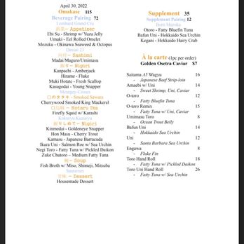 Hinata - Menu for the day via QR code at the table - Sushi Bars Near Me - San Francisco, California Hinata - Menu for the day via QR code at the table - Sushi Bars Near Me - San Francisco, California