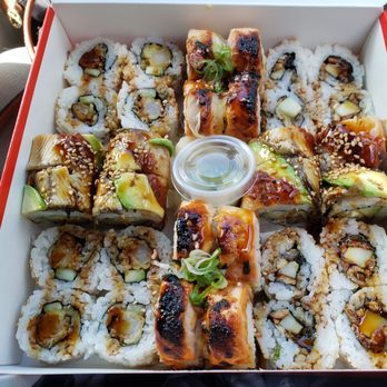 Sushi Go Go-San Leandro - Sushi go go box! 4 rolls: dragon roll, shrimp tempura roll, lion king roll, and rock and roll! - Food Delivery Services Near Me - San Leandro, California Sushi Go Go-San Leandro - Sushi go go box! 4 rolls: dragon roll, shrimp tempura roll, lion king roll, and rock and roll! - Food Delivery Services Near Me - San Leandro, California