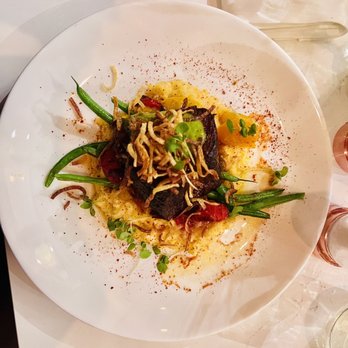Agricola - Larson Farms Prime Short Rib Castle Valley Mill grits, green beans, cherry tomato, salsa verde, red wine demi 36.95 - New American Near Me - Morristown, New Jersey