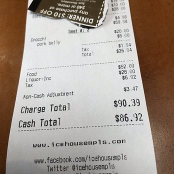 Icehouse - Why would you charge your customers to use their credit card on a $90 tab? Really disappointing. - New American Near Me - Minneapolis, Minnesota