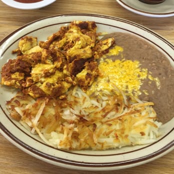 Cafe 66 - Chorizo with scrambled eggs, hash browns and beans - Mexican Near Me - Albuquerque, New Mexico