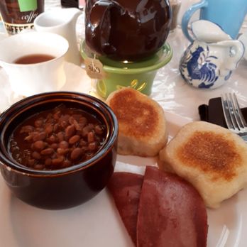 Mifflin's Tea Room - Breakfast Toutons, fried bologna, baked beans. Highly recommend this local tradition and also recommend the molasses over using maple syrup - Tea Rooms Near Me - Bonavista, Newfoundland and Labrador Mifflin's Tea Room - Breakfast Toutons, fried bologna, baked beans. Highly recommend this local tradition and also recommend the molasses over using maple syrup - Tea Rooms Near Me - Bonavista, Newfoundland and Labrador