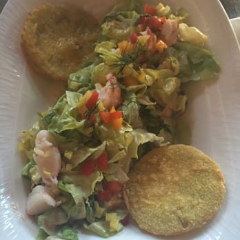 Nosh - South of the harbor salad: butter lettuce, poached lobster, fried green tomatoes with creamy creole dressing! - New American Near Me - Rochester, New York