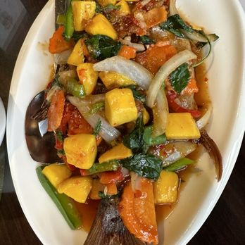 SL Kitchen - Fried pompano fish with mango sauce - Thai Near Me - San Leandro, California