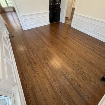 Danny Boy Flooring - Red Oak refinishing with DuraSeal "Provincial" and oil-based polyurethane. - Flooring Near Me - Creedmoor, North Carolina Danny Boy Flooring - Red Oak refinishing with DuraSeal "Provincial" and oil-based polyurethane. - Flooring Near Me - Creedmoor, North Carolina