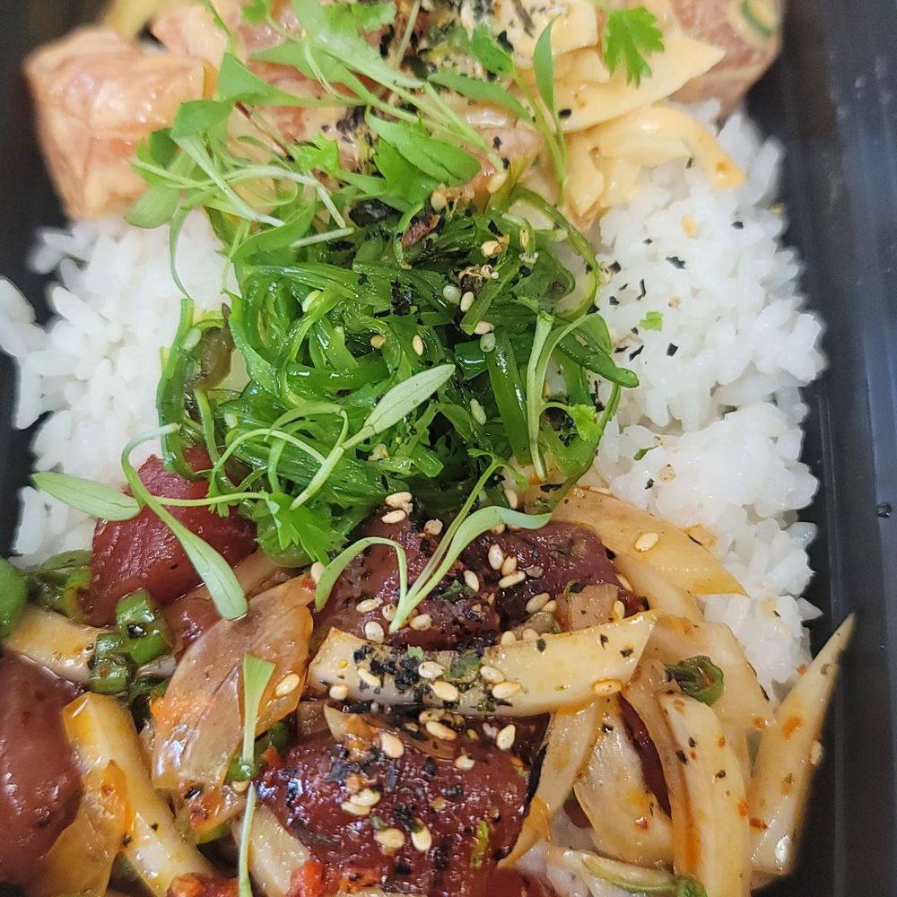 Certified Philly’s - Poke with salmon with spicy mayo and tuna with shoyu - Asian Fusion Near Me - Salinas, California