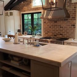 Martol Marble and Granite - Bianco Avion marble island with 3 inch mitered edge @ Mount Pleasant, South Carolina