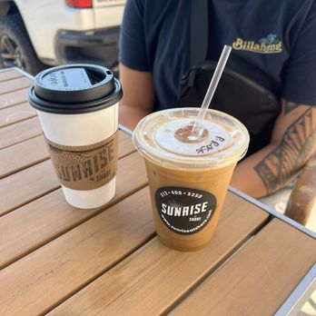 Sunrise At Shore - Pistachio rose coffee and regular coffee - Breakfast & Brunch Near Me - Austin, Texas Sunrise At Shore - Pistachio rose coffee and regular coffee - Breakfast & Brunch Near Me - Austin, Texas