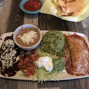 Salsa Verdes - Chicken burrito, mole enchilada and beef enchilada with green rice. So good!! - Mexican Near Me - Palos Verdes Estates, California Salsa Verdes - Chicken burrito, mole enchilada and beef enchilada with green rice. So good!! - Mexican Near Me - Palos Verdes Estates, California