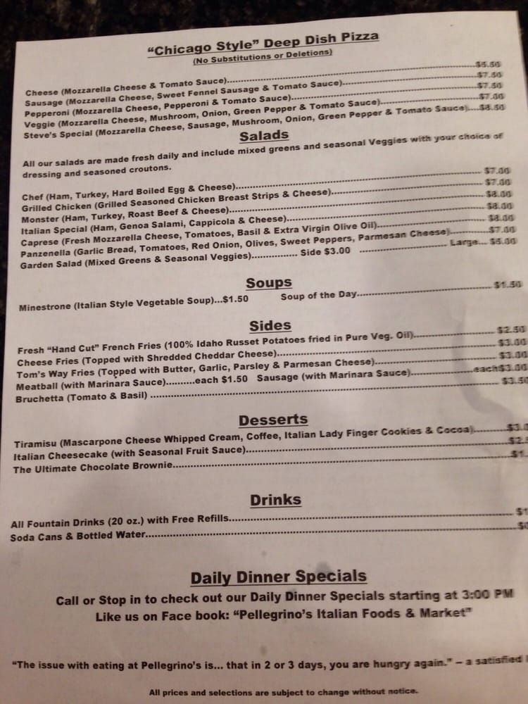 PELLEGRINO’S ITALIAN FOODS AND MARKET Updated October 2024 10