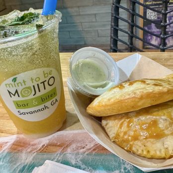 Mint to Be Mojito Bar and Bites - Chicken empanadas and passion fruit mojito - Cocktail Bars Near Me - Savannah, Georgia Mint to Be Mojito Bar and Bites - Chicken empanadas and passion fruit mojito - Cocktail Bars Near Me - Savannah, Georgia