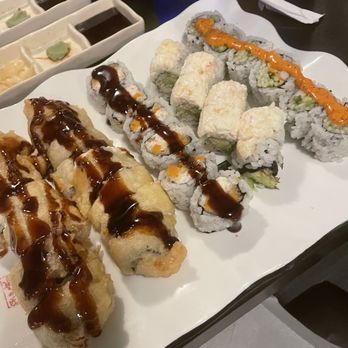 Sushi Ai - Left 2 are fried rolls, middle was a sweet potato roll, Snow White Roll is the white top, and spicy jalapeño roll is the far right - Japanese Near Me - Saint Louis, Missouri Sushi Ai - Left 2 are fried rolls, middle was a sweet potato roll, Snow White Roll is the white top, and spicy jalapeño roll is the far right - Japanese Near Me - Saint Louis, Missouri