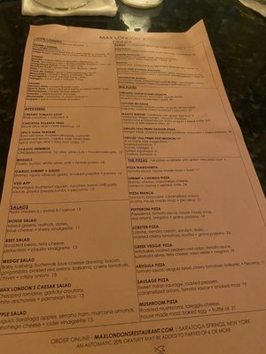 Menu photo 3 Max London's Restaurant Saratoga Springs, NY
