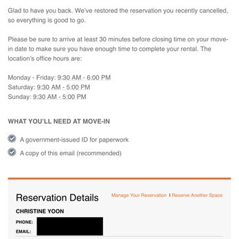 Public Storage - Restoration of reservation that we never even got a cancellation for - Self Storage Near Me - Everett, Massachusetts