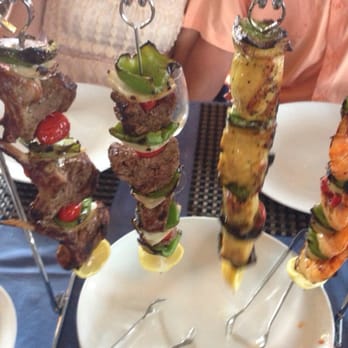 Galazio Restaurant - Highly recommended skewers!! We ordered Greek chicken, filet, shrimp and lamb - Mediterranean Near Me - La Plata, Maryland