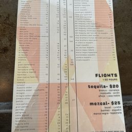 Liquor menu