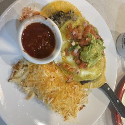 Huevos rancheros platter Huevos rancheros platter