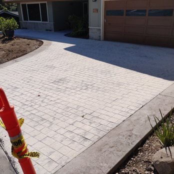 Aztech Concrete Construction - Stamped concrete with  antique release powder on driveway and walkway. Antique release color: Proline ADOBE BEIGE - Masonry/Concrete Near Me - Santa Maria, California