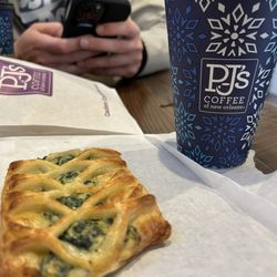 PJ's Coffee - Spinach Croissant and Butter Rum Latte