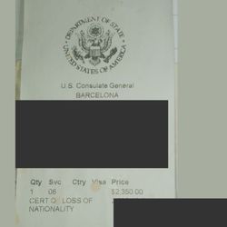 Consulado General de Los Estados Unidos - $2350 payment.