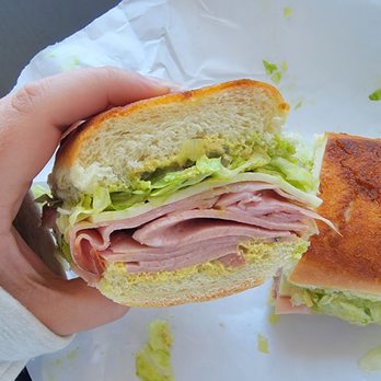 Lorenzo's Sandwich Shop - Ham, mortadella and cheese (no. 8) on Dutch crunch with all the fillings - Sandwiches Near Me - Belmont, California