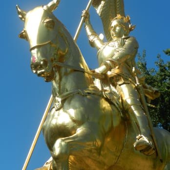 Coe Circle - Emmanuel Frémiet; Joan of Arc; 1924-25 copy of 1899 original; gilded bronze - Parks Near Me - Portland, Oregon
