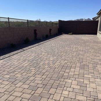 Desert Valley Landscaping - This shows the paving job Desert Valley did looking north in our backyard. - Landscaping Near Me - Tucson, Arizona Desert Valley Landscaping - This shows the paving job Desert Valley did looking north in our backyard. - Landscaping Near Me - Tucson, Arizona