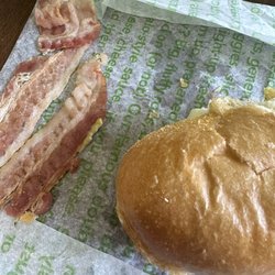 Raw bacon bread hard as concrete.