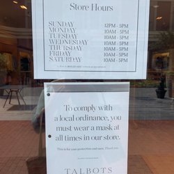 Talbots - Talbots guidelines and hours of operation...