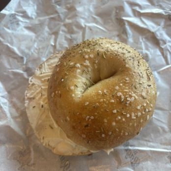 Jeff’s Bagel Run - Rosemary sea salt bagel with plain cream cheese - Coffee & Tea Near Me - Orlando, Florida