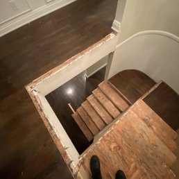 Old dark brown color. Stair treads removed. Old dark brown color. Stair treads removed.