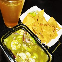 Mariscos Arenita - Agua Chile, fresh handmade chips, and a cold beer!