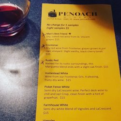 Penoach Vineyard and Winery - One side of the wine tasting list
