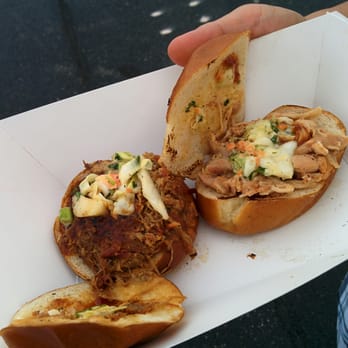 Best Truckin' BBQ - Pork Slider (Left) Chicken Slider (Right) - Food Trucks Near Me Best Truckin' BBQ - Pork Slider (Left) Chicken Slider (Right) - Food Trucks Near Me