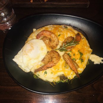 The Attic - Shrimp and grits with an over easy egg - Breakfast & Brunch Near Me - Long Beach, California