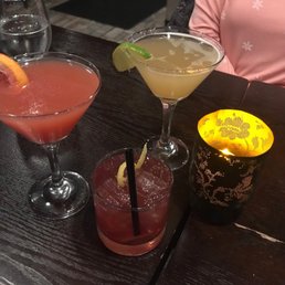 Signature cocktails: Blood orange cosmo, Pomegranate social and Plaza Peartini. Signature cocktails: Blood orange cosmo, Pomegranate social and Plaza Peartini.