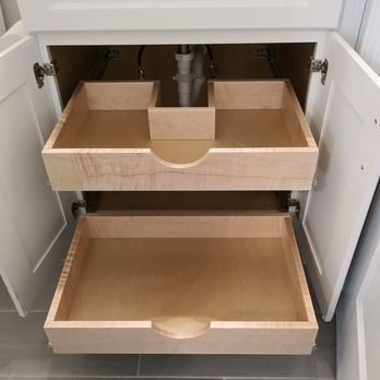 Easy Reach Drawers - Notched for plumbing to maximize storage - Cabinetry Near Me Easy Reach Drawers - Notched for plumbing to maximize storage - Cabinetry Near Me
