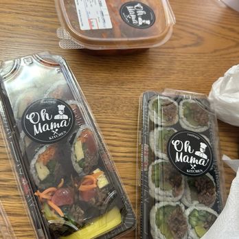 Oh Mama Kitchen - Anchovy Roll, Spam & Egg Roll and Large Napa Kimchi - Korean Near Me - La Mirada, California
