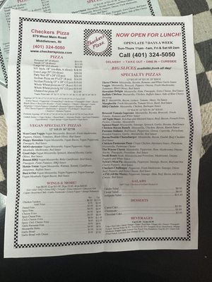 Menu photo 3 Checkers Pizza Middletown, RI Menu photo 3 Checkers Pizza Middletown, RI