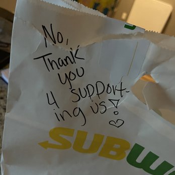 Subway - I always leave them a Thank you on my oder. They always rely back. - Sandwiches Near Me - Pass Christian, Mississippi