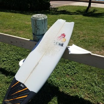Total Performance Surfboard Repair - Before Don's repair. - Surf Shop Near Me - Los Angeles, California
