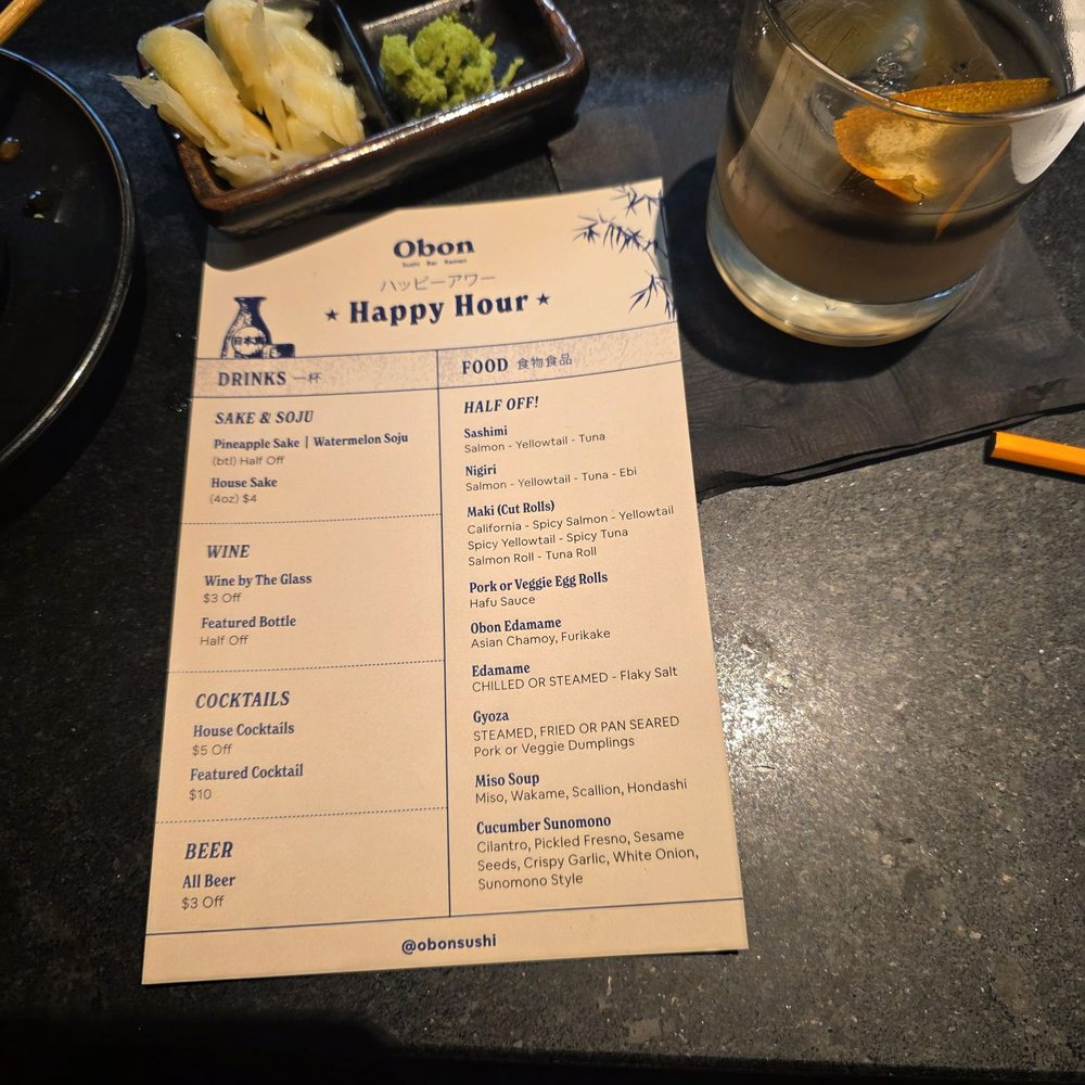 Obon Sushi Bar Ramen - Happy hour menu - Sushi Bars Near Me - Phoenix, Arizona