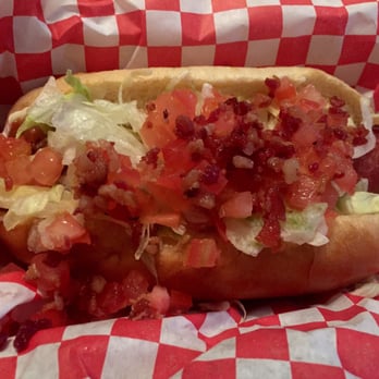 Mugsy Dogs - Gilbert - Bacon wrapped BLT dog - American Near Me - Gilbert, Arizona Mugsy Dogs - Gilbert - Bacon wrapped BLT dog - American Near Me - Gilbert, Arizona