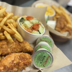 Shane's Rib Shack - TENDERS BASKET, SIDE SALAD + FRENCH FRIES