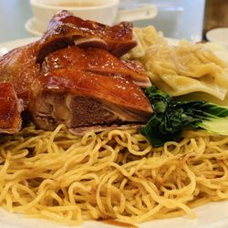 Roast duck wonton lo mein noodles