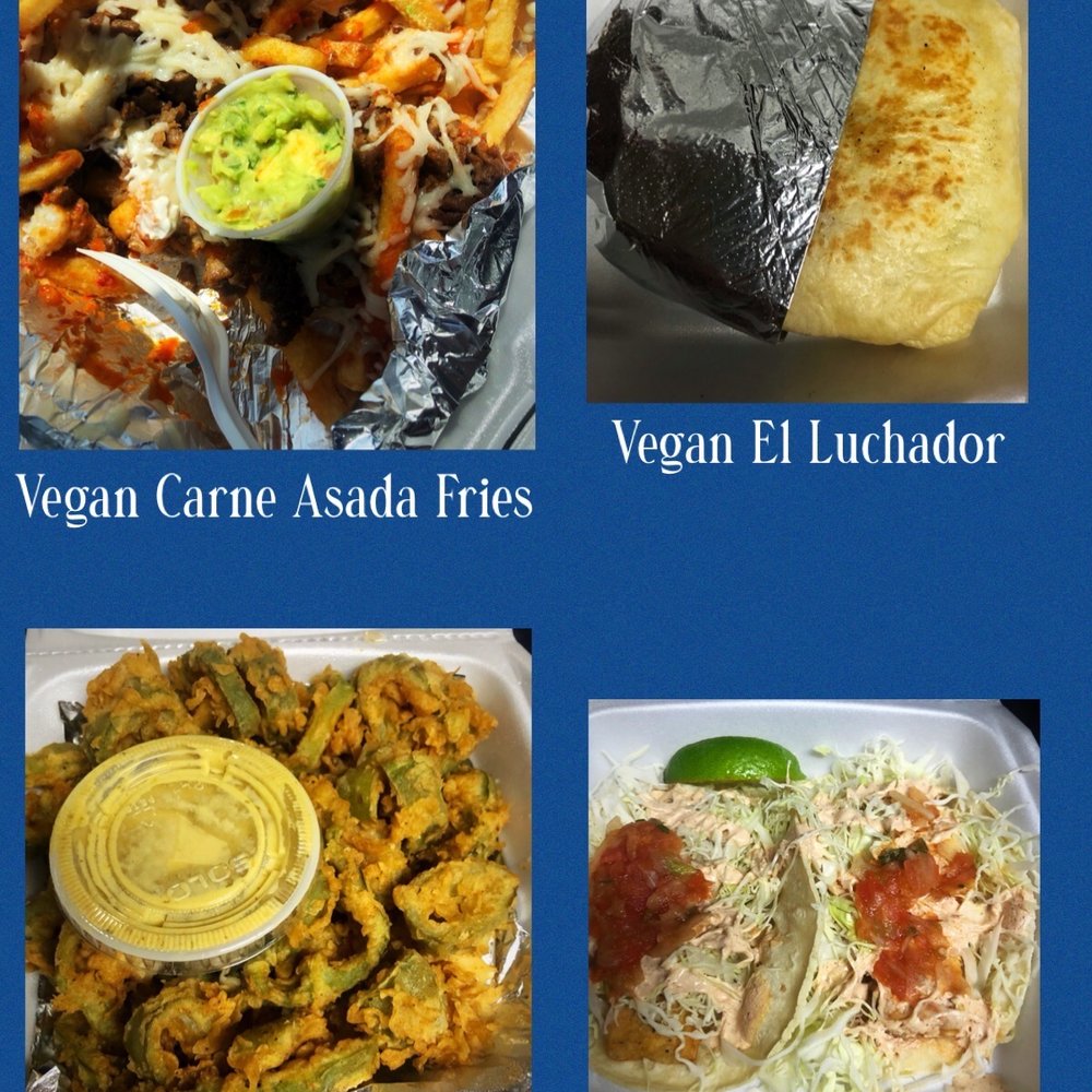 Pelon's Baja Grill - Vegan Carne Asada Fries Vegan fish tacos  Vegan green chili calamari  Vegan el luchador - Mexican Near Me - Norfolk, Virginia