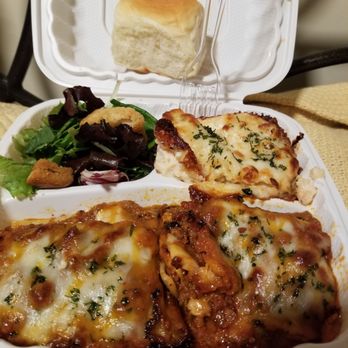 Mandy’s Lasagna witha TwiisT - 2 traditional beef lasagna on the bottom, the top one next to the salad is Shrimp Alfredo lasagna! YUM! - Food Delivery Services Near Me - Brooklyn, New York Mandy’s Lasagna witha TwiisT - 2 traditional beef lasagna on the bottom, the top one next to the salad is Shrimp Alfredo lasagna! YUM! - Food Delivery Services Near Me - Brooklyn, New York