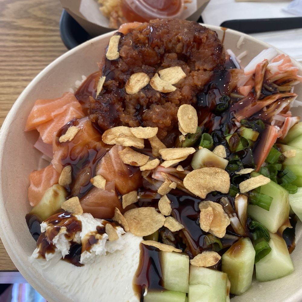 Domoishi - Pick two 2 Proteins Poke Bowl( spicy tuna and salmon) - Asian Fusion Near Me - Palm Harbor, Florida Domoishi - Pick two 2 Proteins Poke Bowl( spicy tuna and salmon) - Asian Fusion Near Me - Palm Harbor, Florida