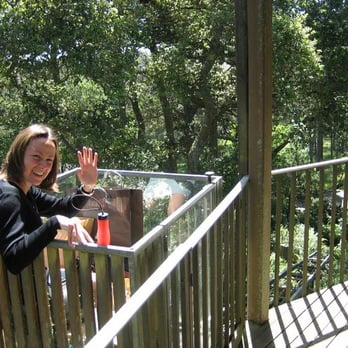 The Trees By Tomales Bay - View of two of three decks and tram - Vacation Rentals Near Me - Inverness, California
